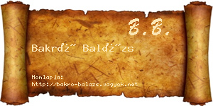 Bakró Balázs névjegykártya